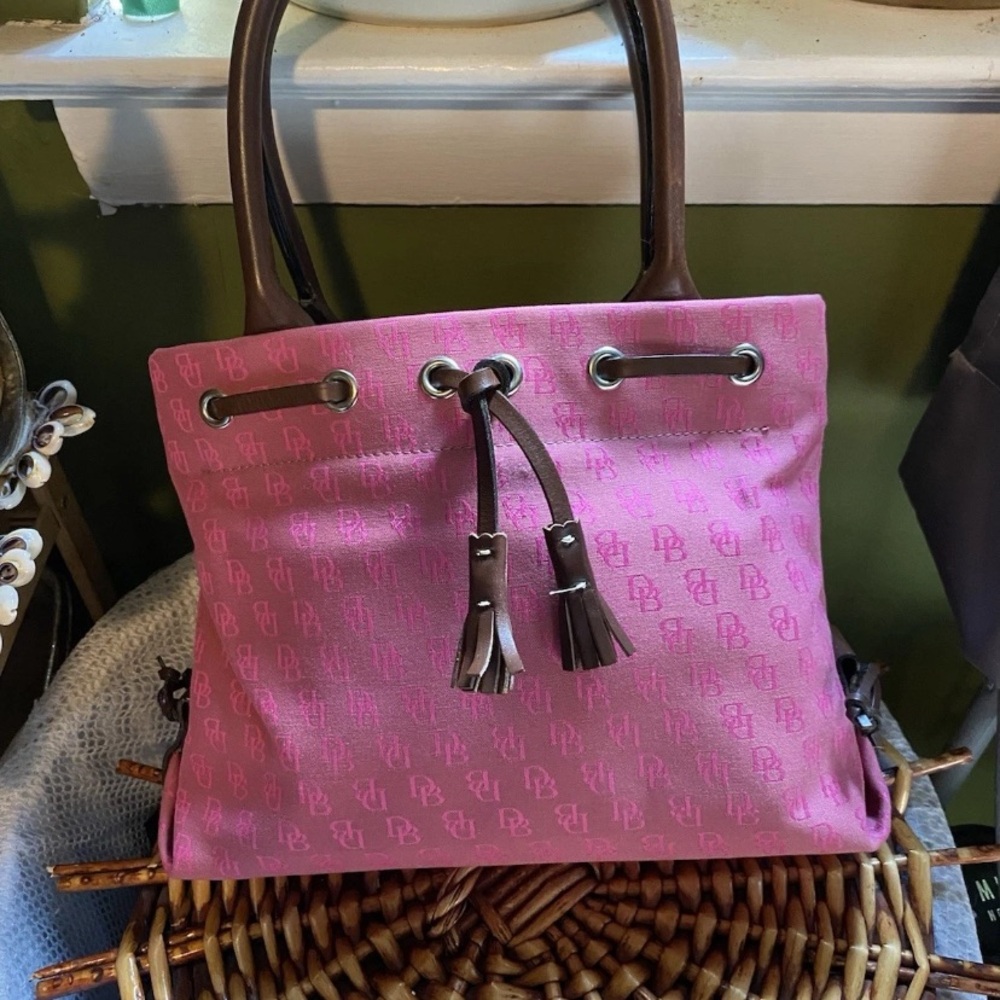 Dooney & Bourke Pink Tote with Brown Accents